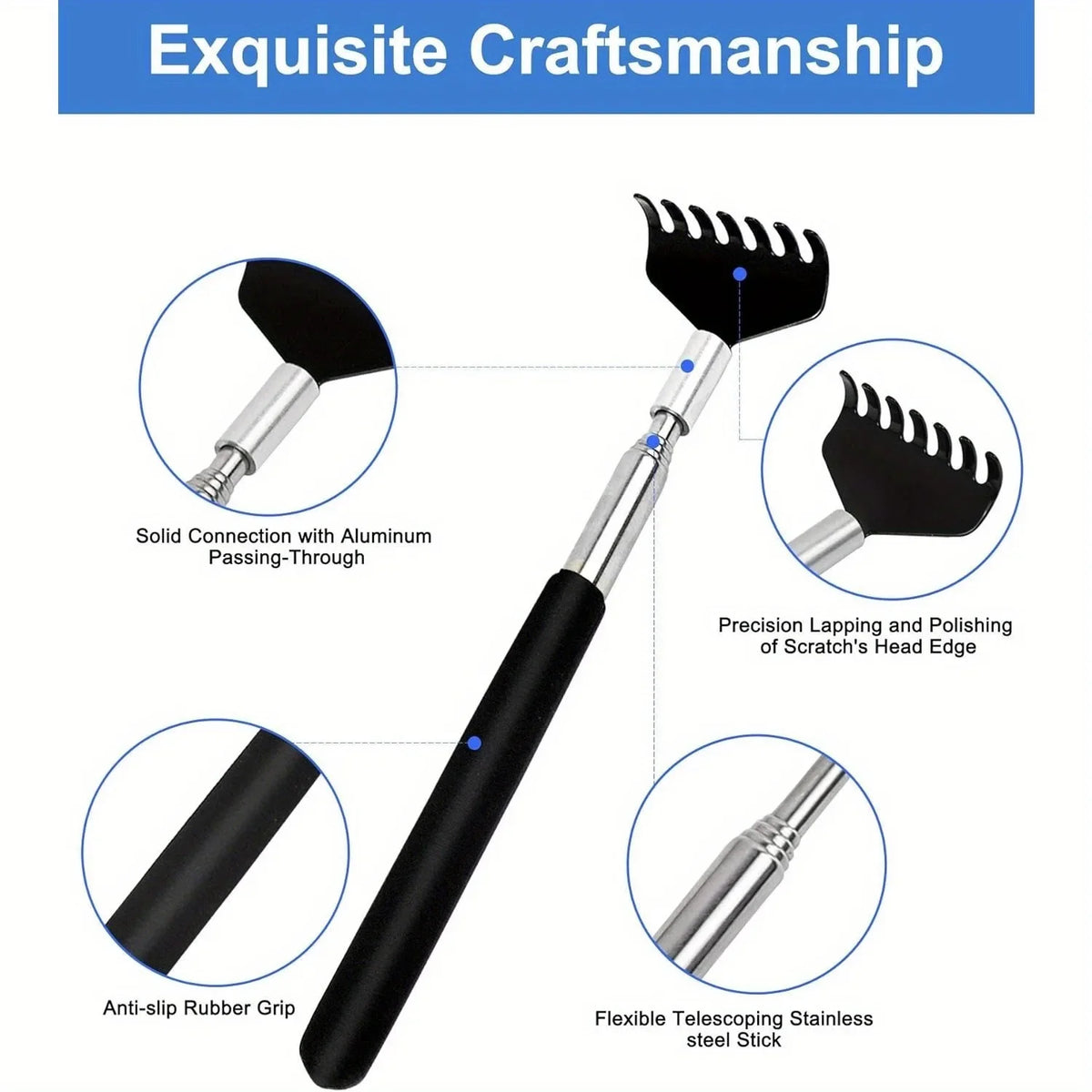 Extendable Portable Telescoping Metal Back Scratchers Hand Massager