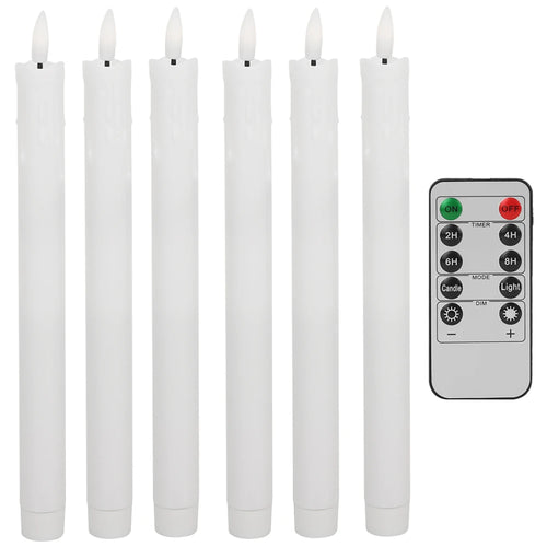 LED Flameless Taper Candles Flickering with 10-Key Remote 11" Battery