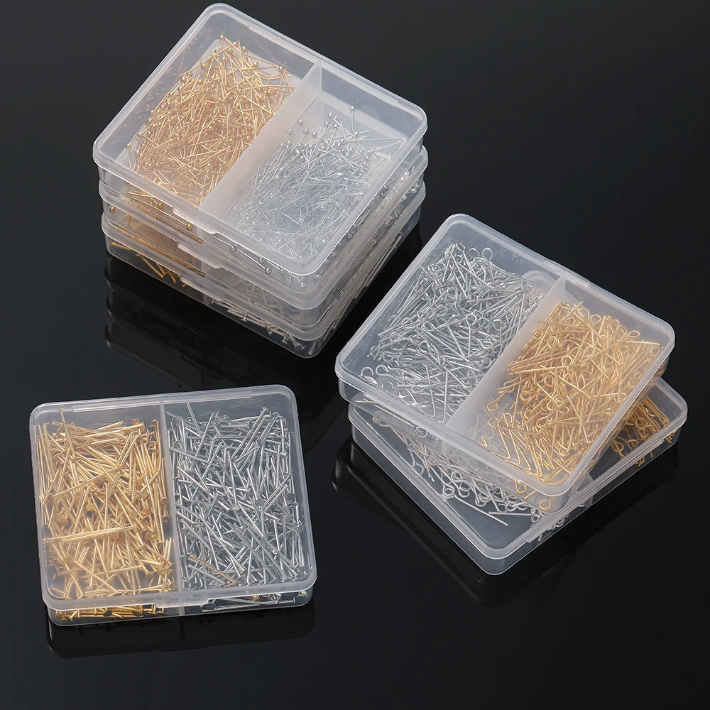 400pcs/Box 20mm Flat/Eyes/Ball Head Pins Needles Headpins Connector