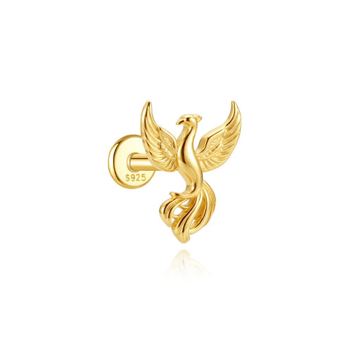 AIDE 1PC 925 Sterling Silver Lucky Red Koi Piercing Earring For Women