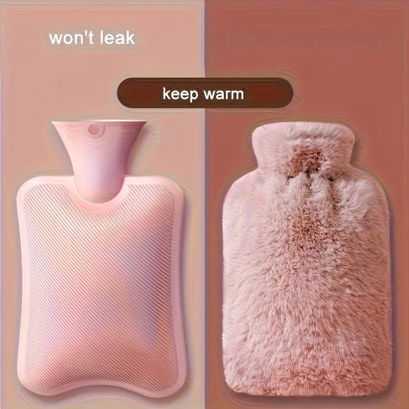 1L/2L PVC Plush Hot Water Bottle – Leak-Proof Large-Capacity Bed &