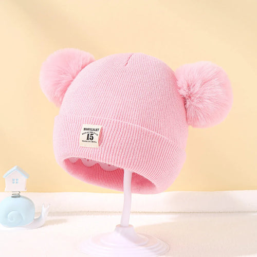 Autumn Winter Baby Warm Knitted Hats With Pom Kids Knit Beanie Hat