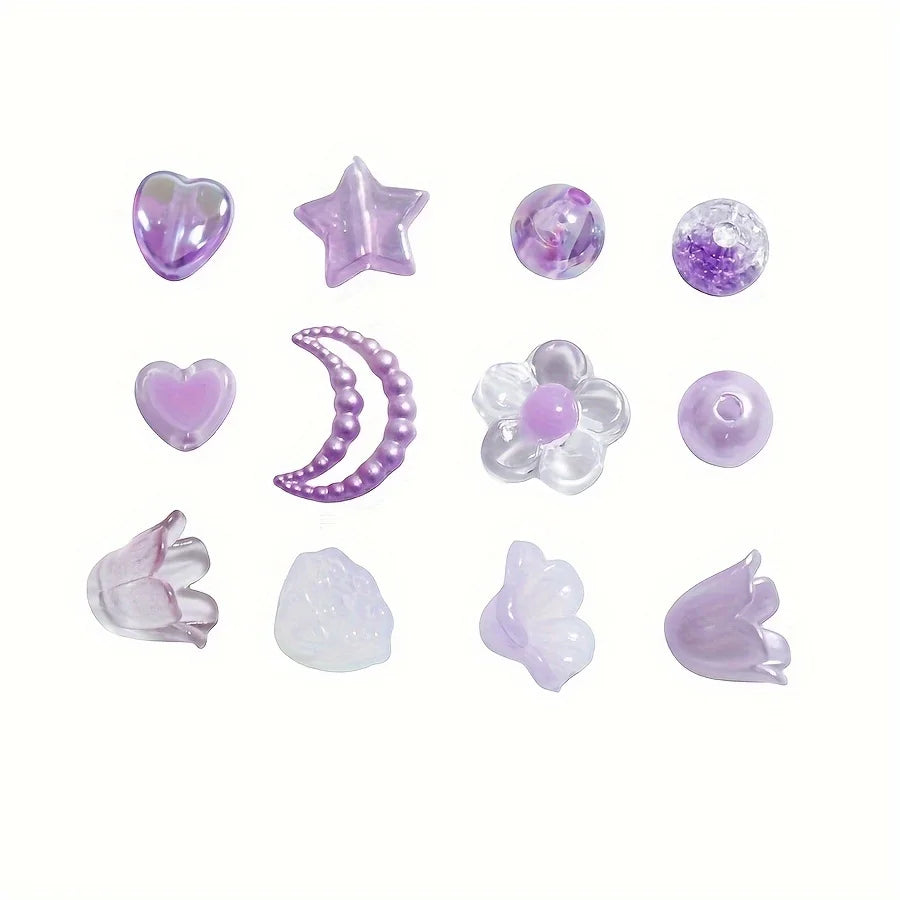13 Grid 6-26mm Purple Plum Blossom Set Box, Handmade DIY Jewelry