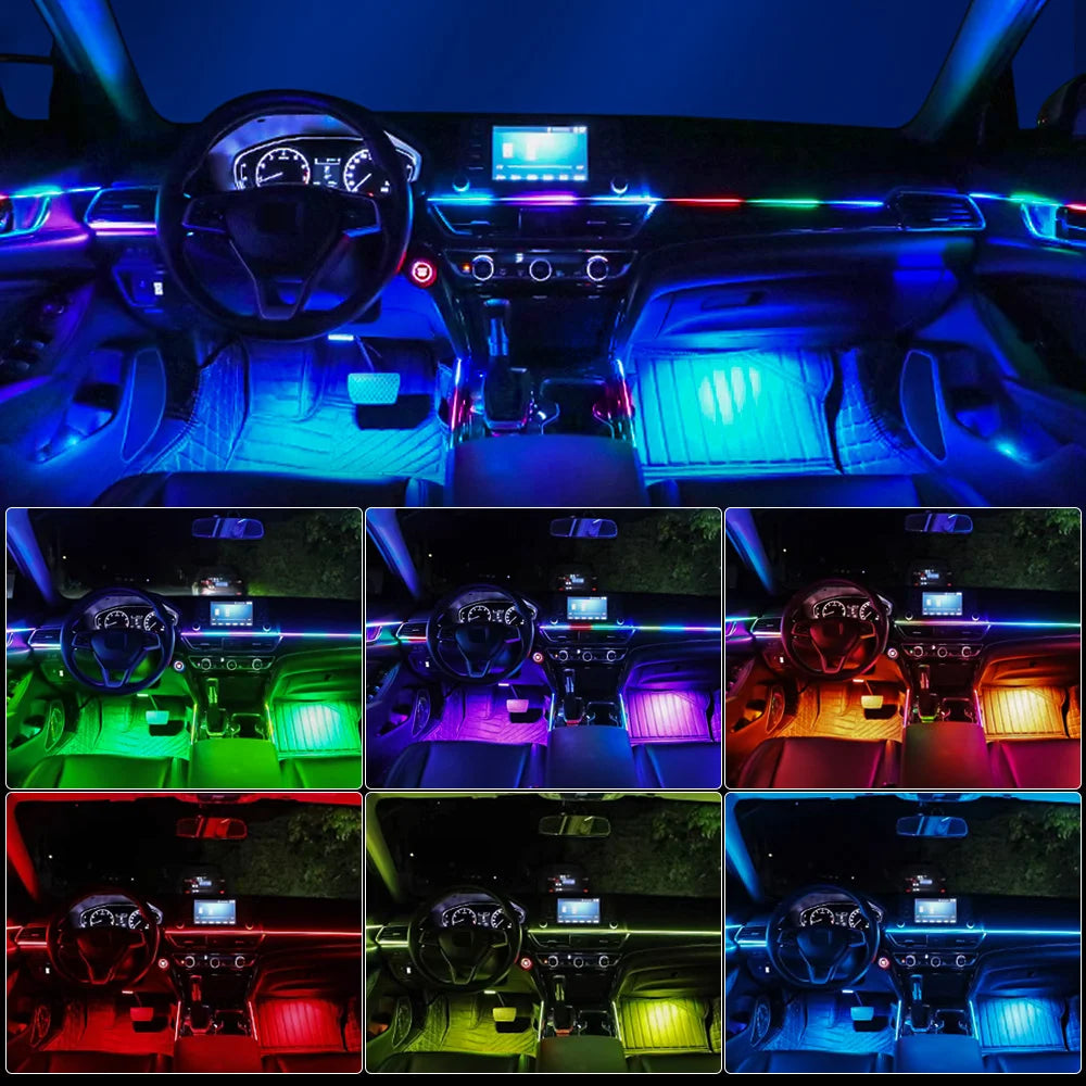 Universal LED Car Ambient Light RGB 64 213 Color Acrylic Strips