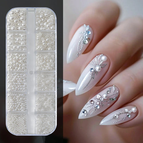 12Grids Mixed Mini Christmas Gems Nail Charms 2mm Luxury Crystal Nail