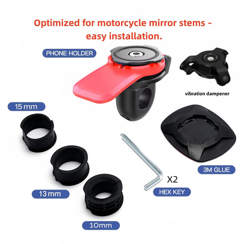 Motorcycle Rearview Mirror Phone Holder with Shock Absorber Universal