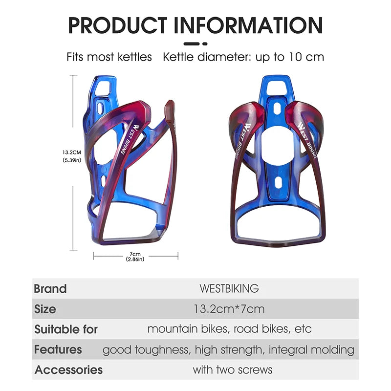 WEST BIKING Colorful Gradient Bike Bottle Cage Ultralight Bicycle