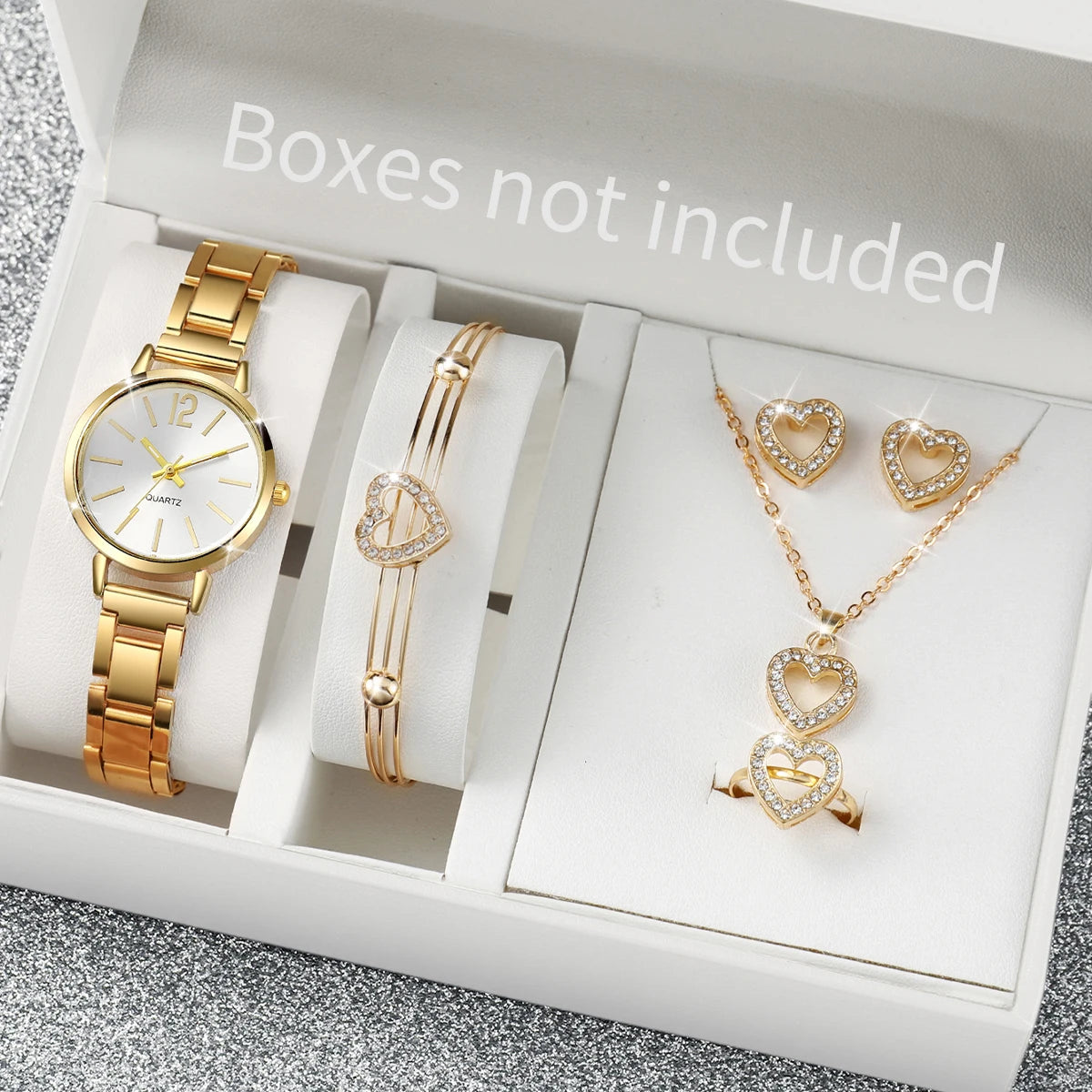 6PCS/Set Fashion Women's Quartz Watch Stainless Steel Band Wrist