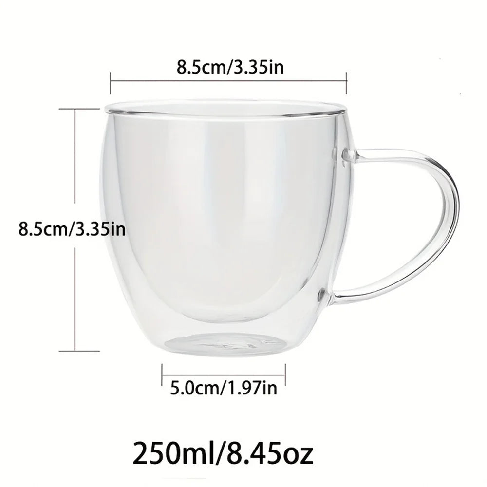 250ml Premium Double-Walled Borosilicate Glass Coffee Mug