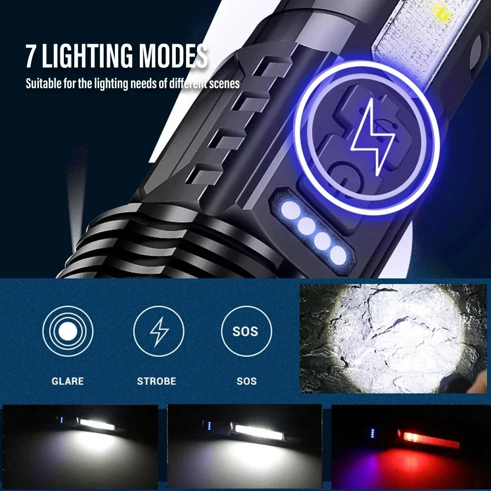 High Powerful LED Flashlights Long Range 150M Super Bright Torch Light