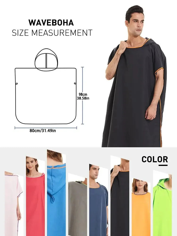 Microfiber Hooded Towel Men Women for Swim Beach Travel Quick Dry