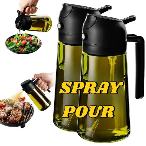 Oil Cruet Olive Oil Dispenser Sprayer for Cooking 2 in 1- Spray and