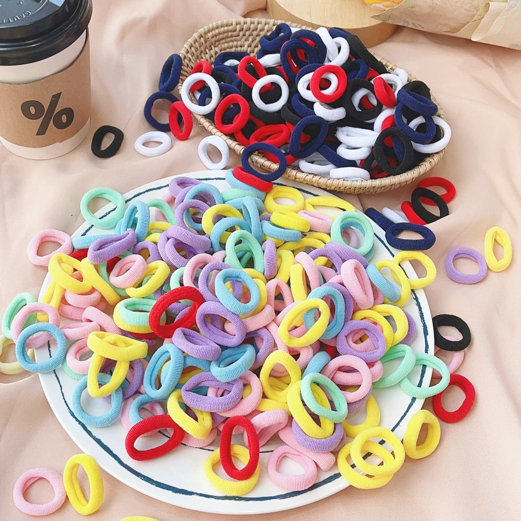 50PCS/Set Women Girls Basic Hair Bands  Simple Solid Colors Elastic