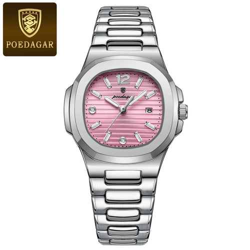 POEDAGAR Square Fashion Woman Wristwatch Luminous Waterproof Date