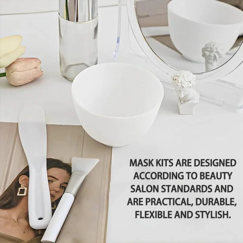 Silicone Face Mask Mixing Bowl Set Facial Skin Care Tools Kit Mask