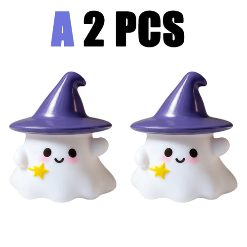 Halloween Cute Ghost Witch Hat Pumpkin Night Light Silicone LED Lamp