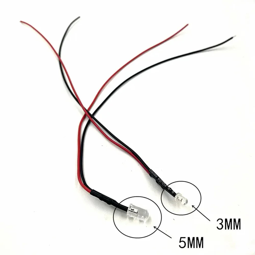 10 Pcs 3mm 5mm Flickering 9V-12V DC Pre-Wired Water Clear Candle LEDs
