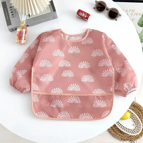Waterproof Full Sleeve Baby Bibs Children Apron Long Sleeve Feeding