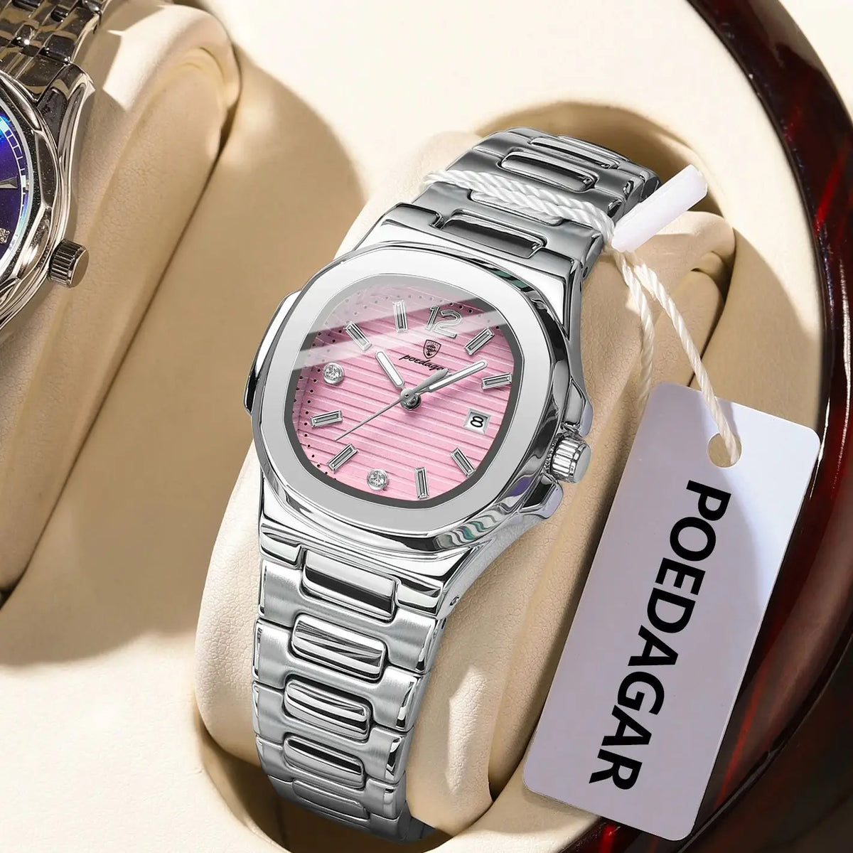 POEDAGAR Square Fashion Woman Wristwatch Luminous Waterproof Date