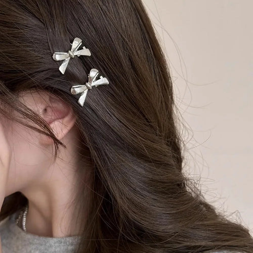 4Pcs/set of Women's New Golden Bow Mini Hairpins, Sweet and Cool Girl