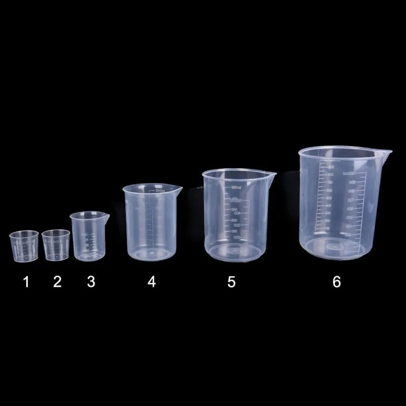 6Pcs Plastic Measuring Cups Set - Clear Graduated Beaker with Spout