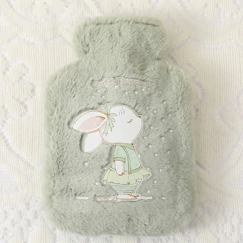 Cartoon Plush Rabbit Bear Hot Water Bottle Water Filling Velvet Small