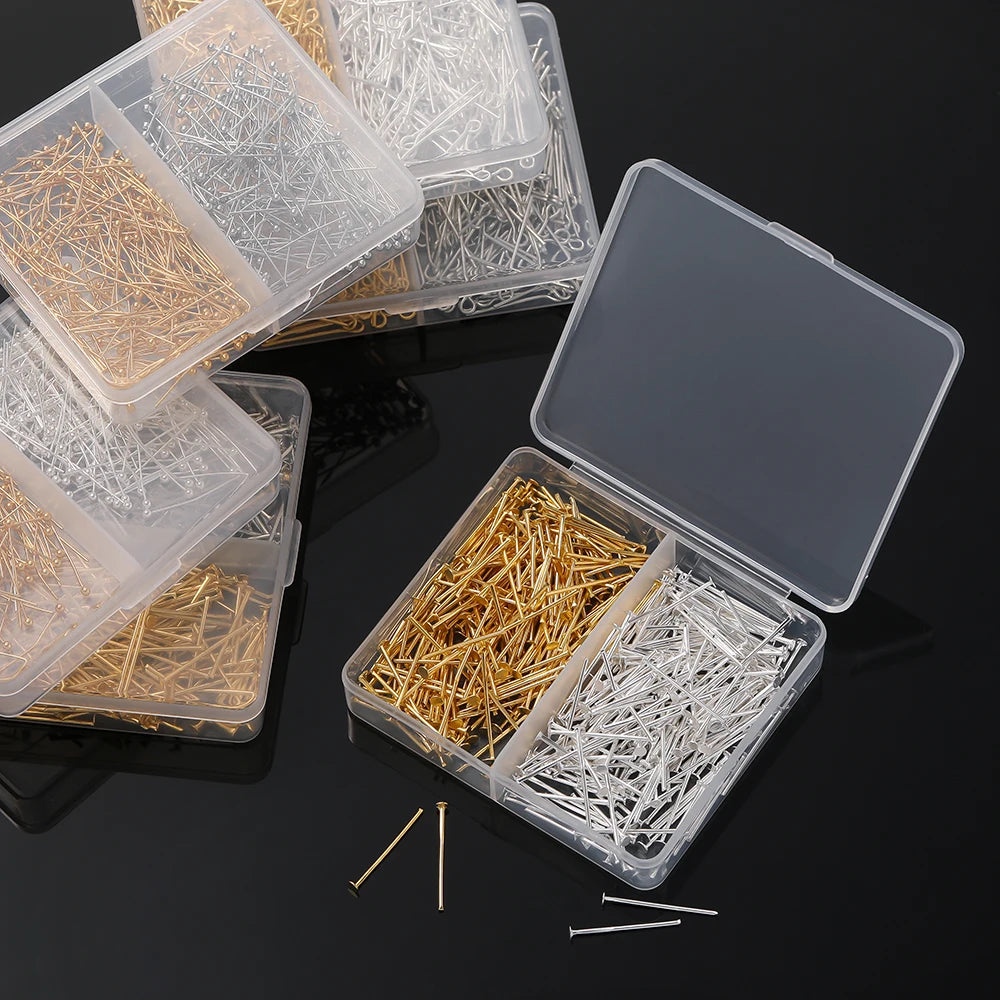 400pcs/Box 20mm Flat/Eyes/Ball Head Pins Needles Headpins Connector