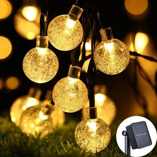 4 Colors Options Solar Globe String Lights Outdoor Waterproof Fairy