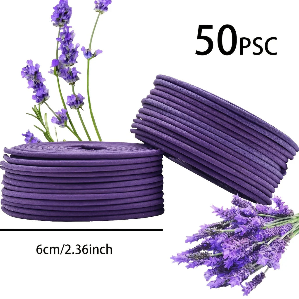 50 Lavender Scented Spiral Candles, Burning Time 3-4 Hours