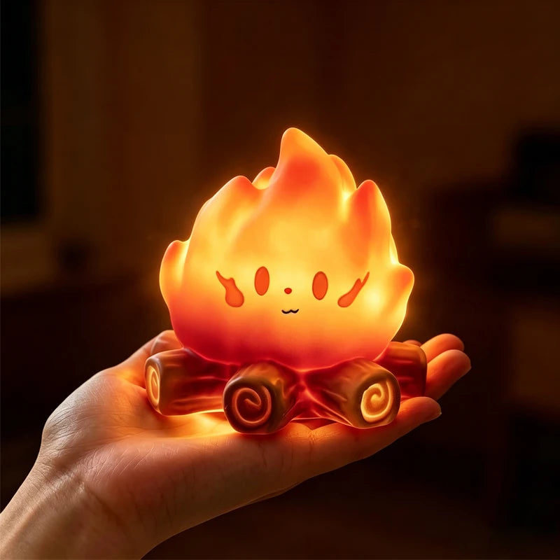 Mini Cute Cartoon Campfire Silicone Night Light, Creativity LED Flame