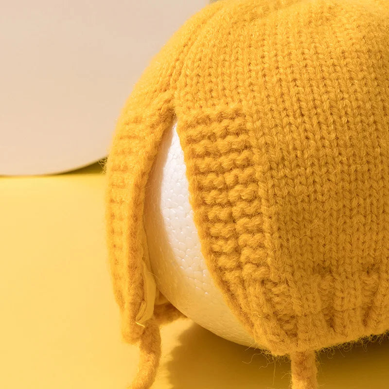 Cute Cartoon Baby Ear Protection Cap Winter Warm Infant Woolen Knitted