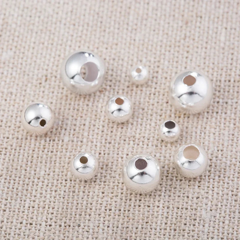 A Lot/pack 925 Sterling Silver Round Beads Spacer Beads for Jewelry