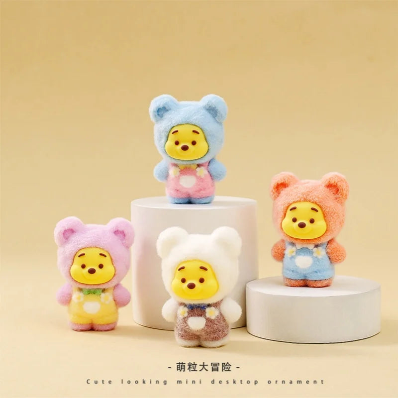 Cartoon Flocking Bear Blind Box Cute Doll Desktop Small Ornaments