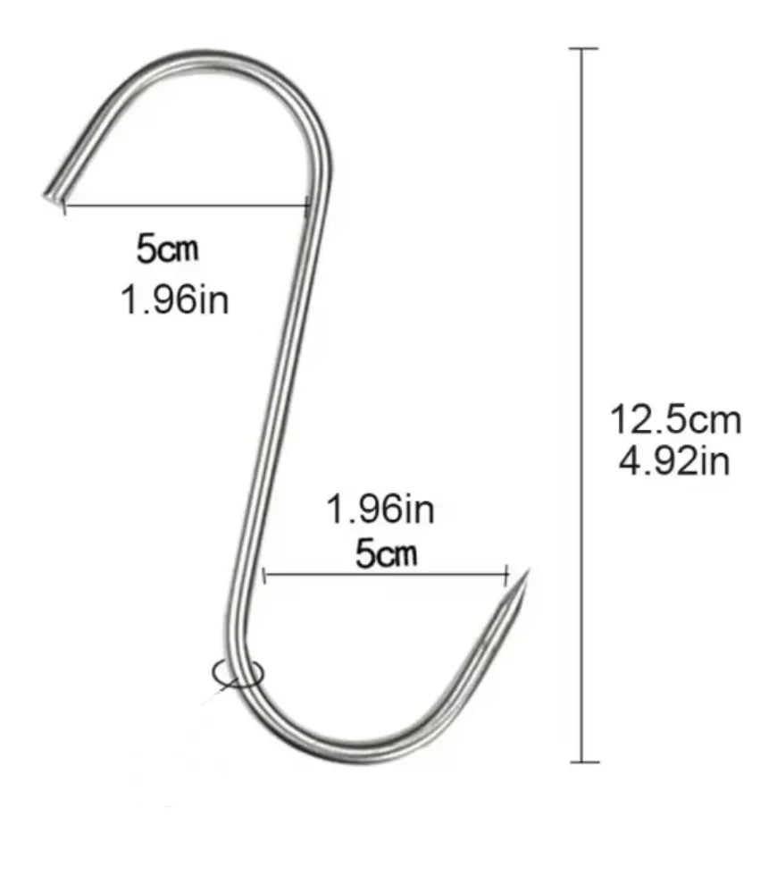Stainless Steel S Hooks with Sharp Tip Utensil Meat Clothes Hanger