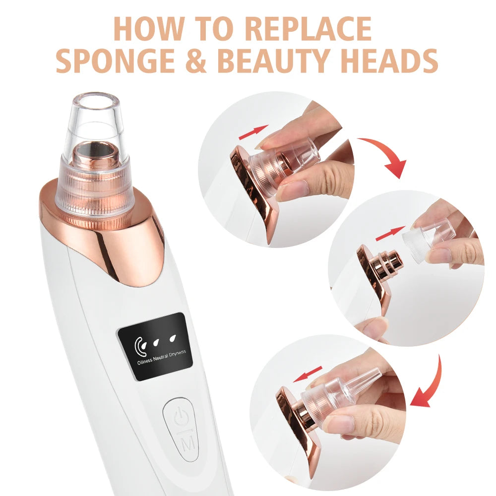 Rechargeable Portable Blackhead Remover Face Vacuum Nose Pore Cleaner