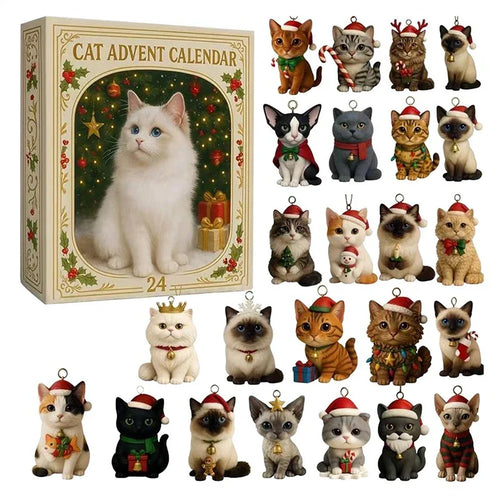 Cat Advent Calendar 24 Days Christmas Countdown with 24 Pcs 2D