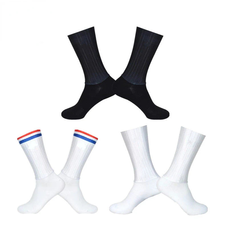 Anti Slip Silicone Summer Aero Socks Whiteline Cycling Socks Men
