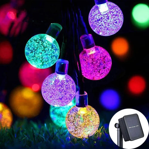 4 Colors Options Solar Globe String Lights Outdoor Waterproof Fairy