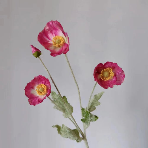 Artificial Flowers Fake Poppy Silk Flowers Long Stem Housewarming
