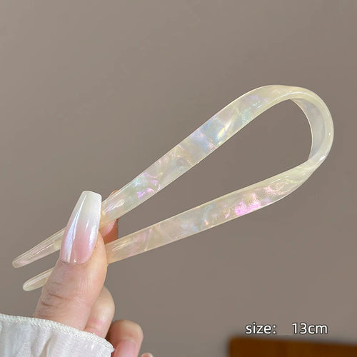 U-Shaped Hair Sticks Acetate Acrylic Hair Fork Hair Clips Fashion Bow