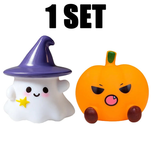 Halloween Cute Ghost Witch Hat Pumpkin Night Light Silicone LED Lamp