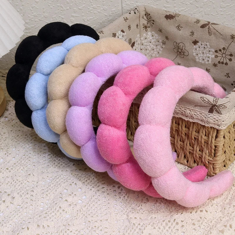 Fashion Microfiber Washing Wristbands Scrunchies Puffy Headband Spa