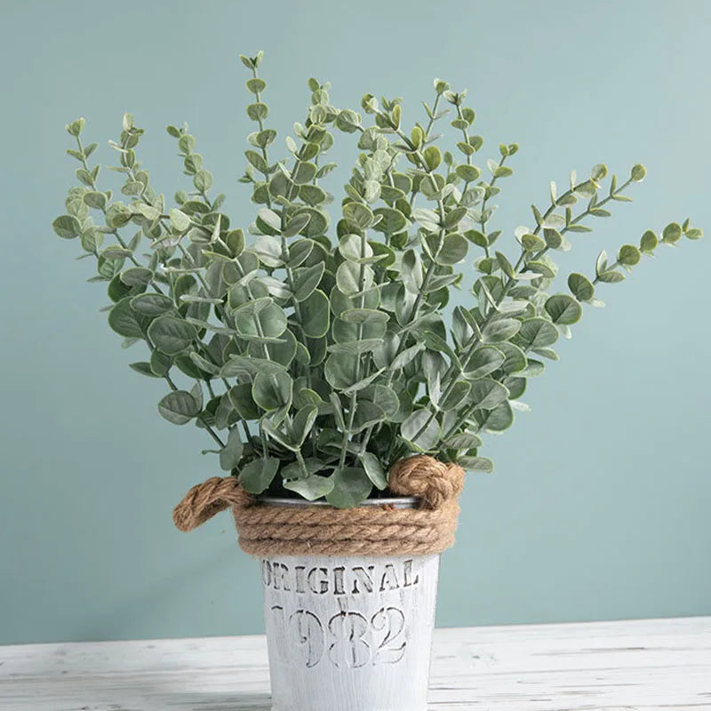 20 Pcs Artificial Eucalyptus Stems Leaves Green Eucalyptus Branches