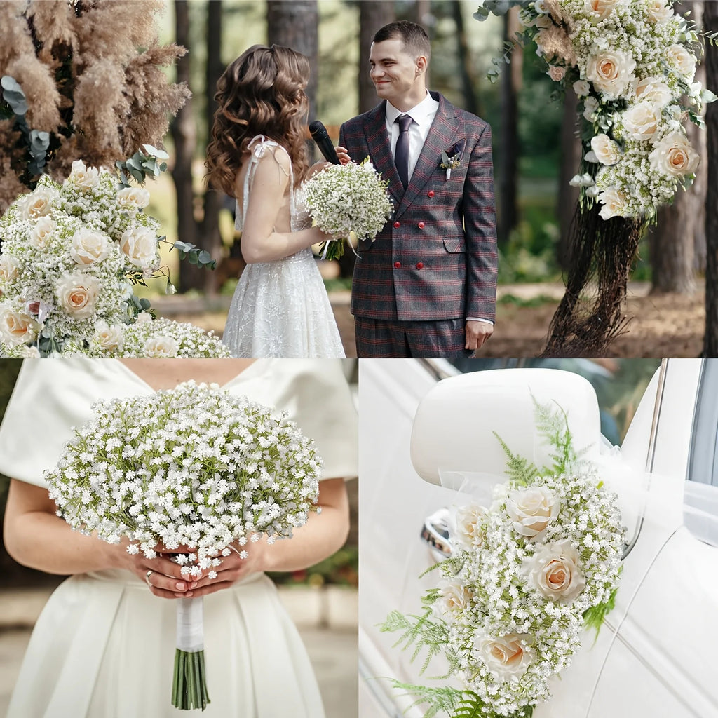 20 Pcs Realistic White Gypsophila Artificial Flowers - Elegant Faux