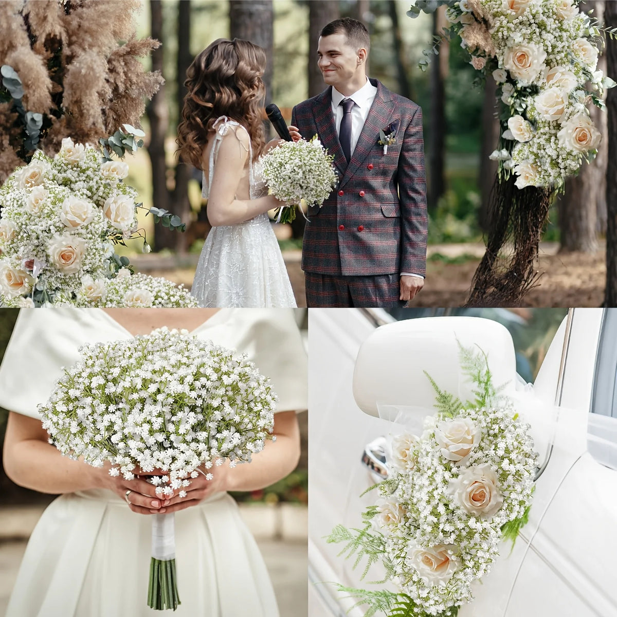 20 Pcs Realistic White Gypsophila Artificial Flowers - Elegant Faux