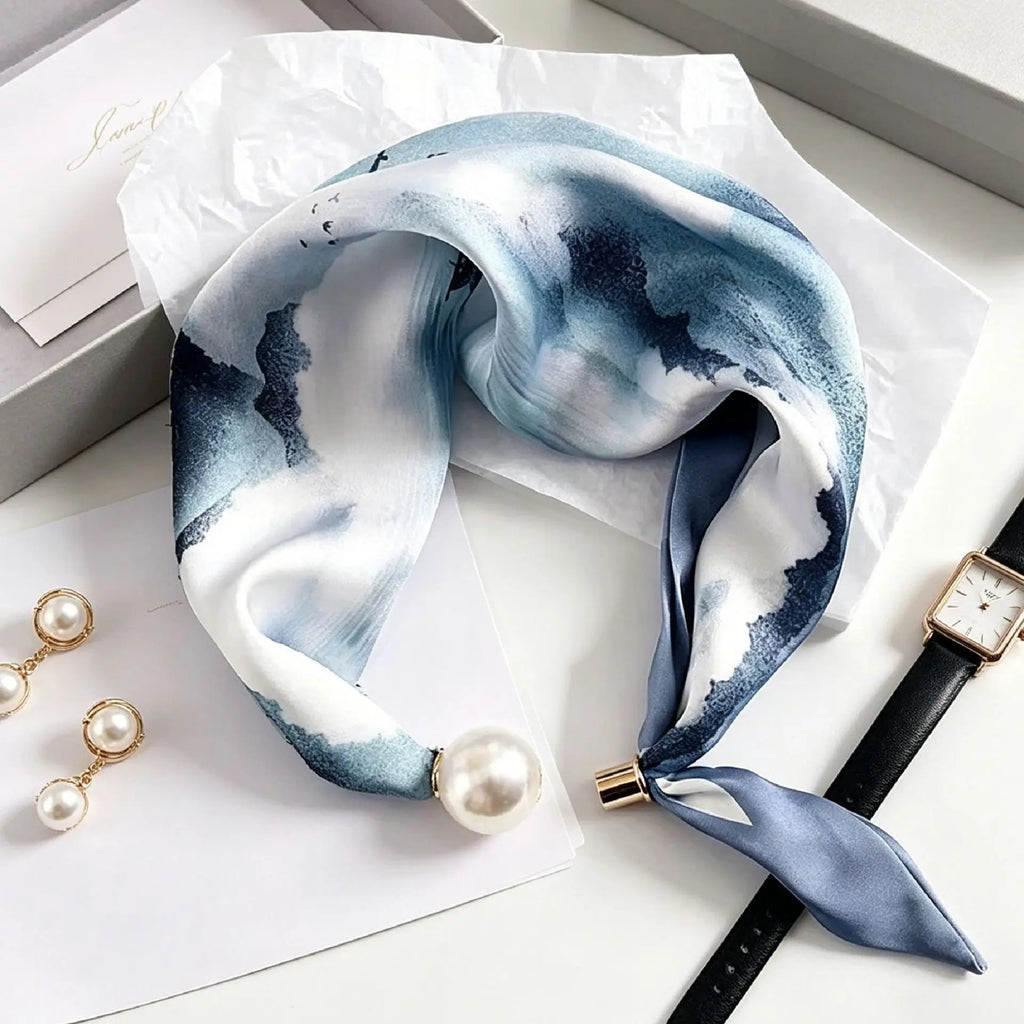 Elegant Chic Pearl Stripe Scarfs Women Fashion Convenient Magnetic