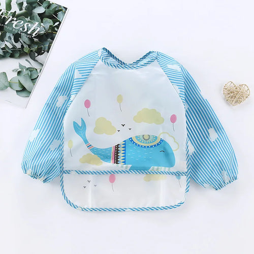 Waterproof Full Sleeve Baby Bibs Children Apron Long Sleeve Feeding