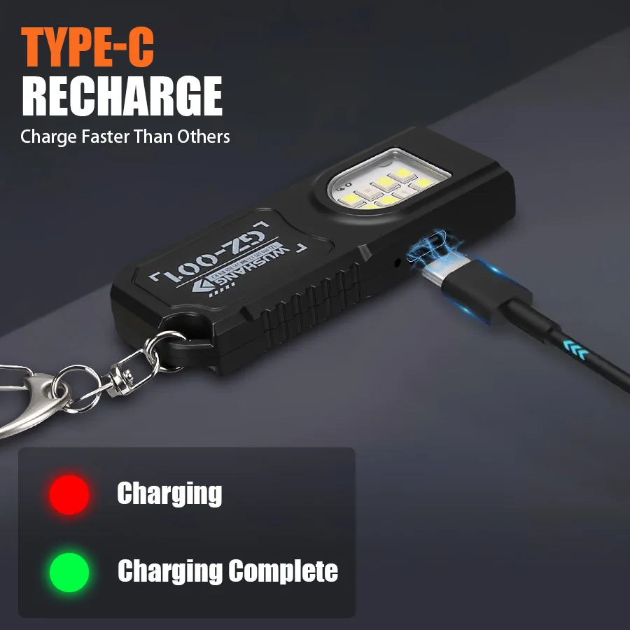 Multifunctional Keychain Flashlight USB Rechargeable Mini Flashlight