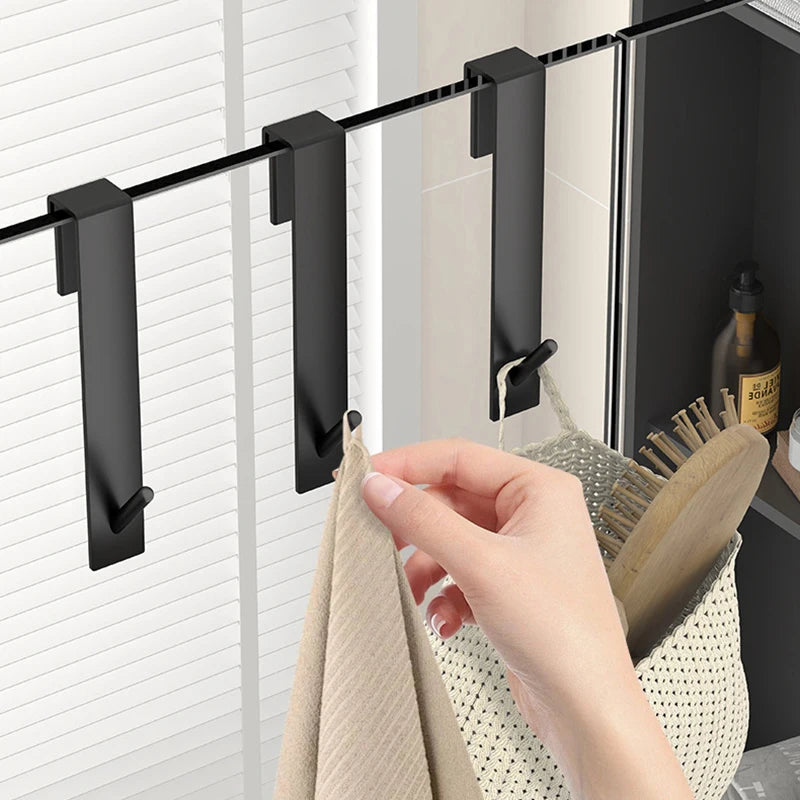 2pcs Bathrobe Hanger Shower Room Glass Over Door Hanging Hooks