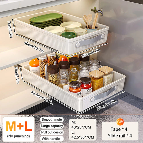 Pull Out Storage Tray Kitchen Sliding Cabinet Shelf with Slide Rails